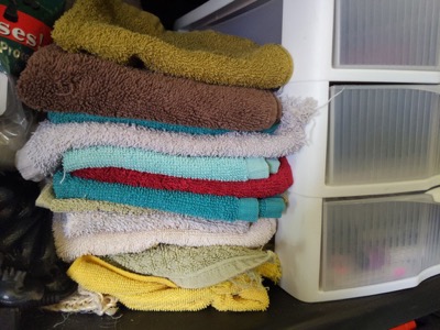 big stack of washcloths