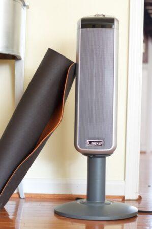 yoga mat and portable heater 