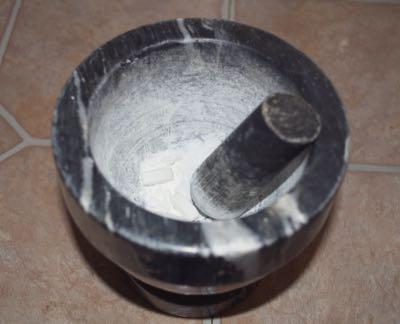 mortar and pestle to grind horse pills