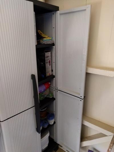 large vertical storage for a tack room