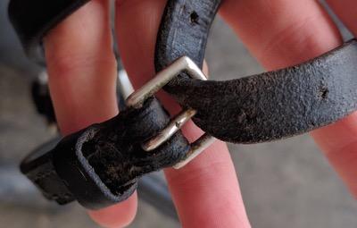 leather tack buckle that is dirty