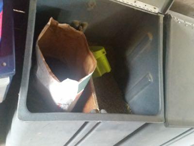 feed bin with feed bag inside
