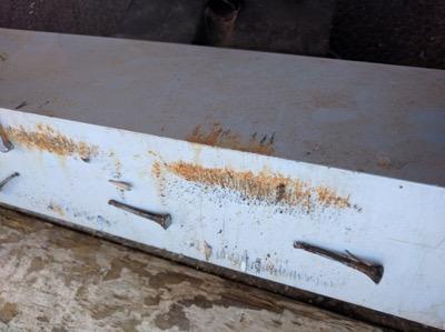 bottom of a magnetic sweeper for nails and screws in paddocks
