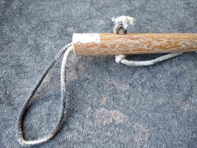 wooden twitch with rope loop