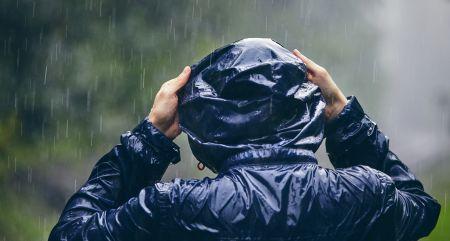 person in raincoat 